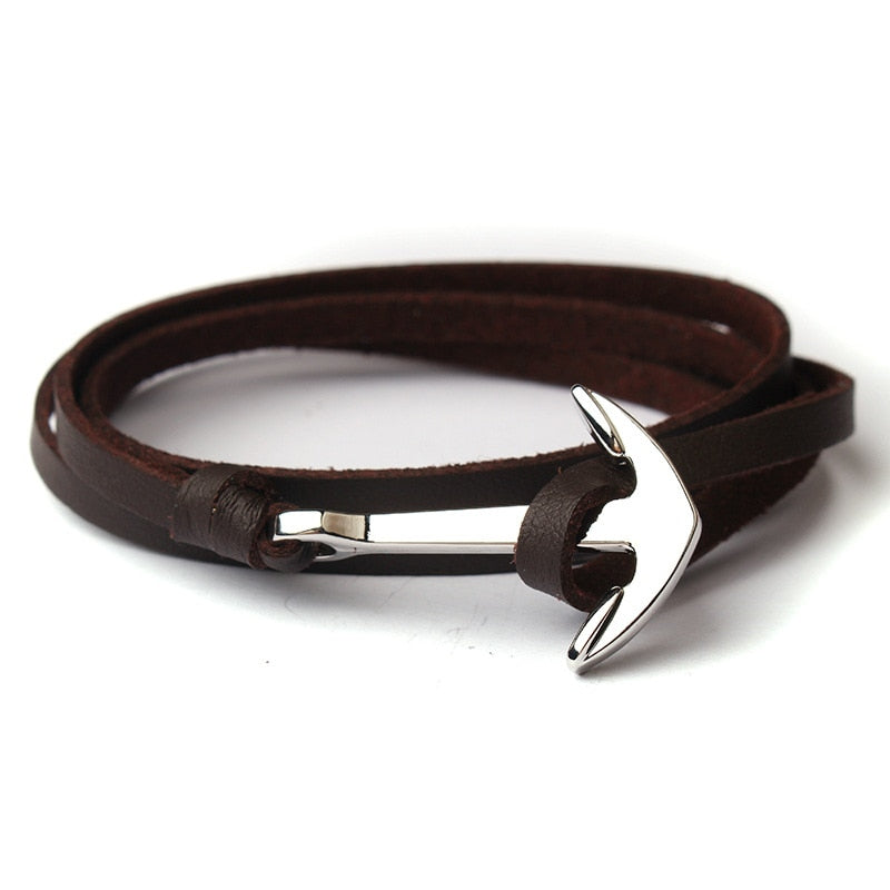 Seaworthy Leather Anchor Bracelet