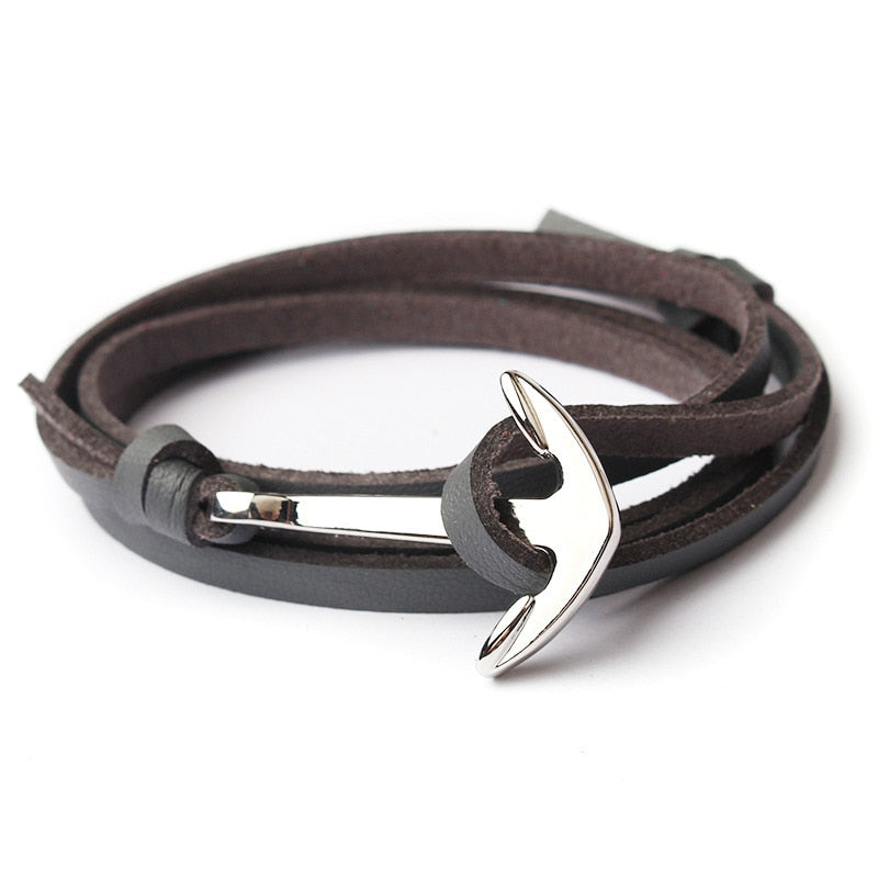 Seaworthy Leather Anchor Bracelet