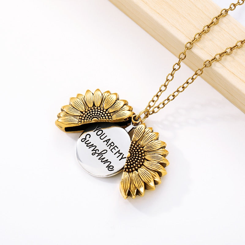 You Are My Sunshine Sunflower Locket - Gold The Namely Mine thenamelymine