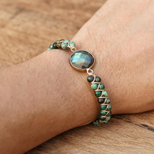 Labradorite African Jasper Braided Bracelet - The Namely Mine thenamelymine