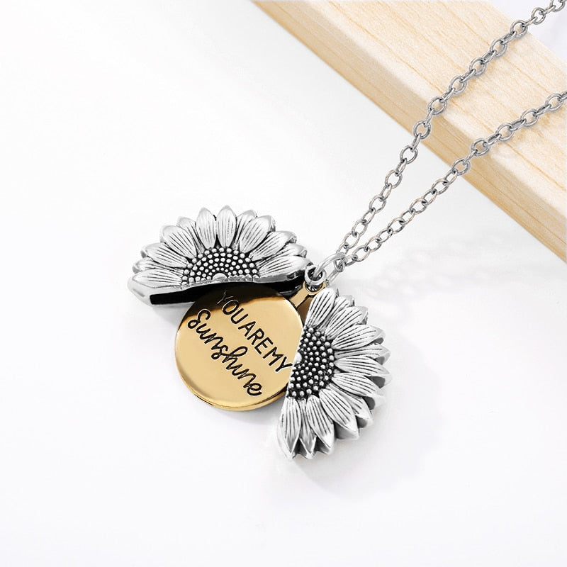 You Are My Sunshine Sunflower Locket - Silver The Namely Mine thenamelymine