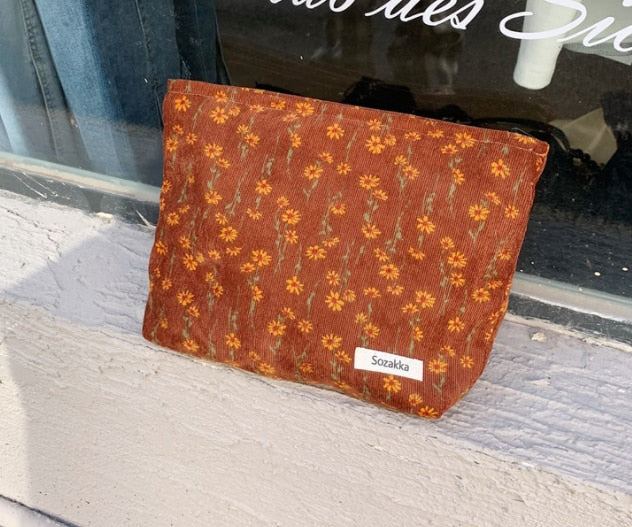 Retro Flowers Cosmetic Bag - Autumn The Namely Mine thenamelymine