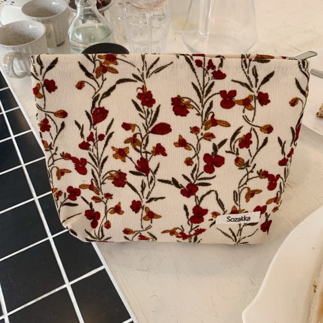 Retro Flowers Cosmetic Bag - Gardenia The Namely Mine thenamelymine