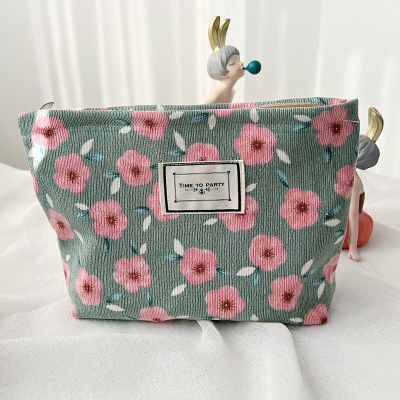 Retro Flowers Cosmetic Bag - Cherry Blossom The Namely Mine thenamelymine