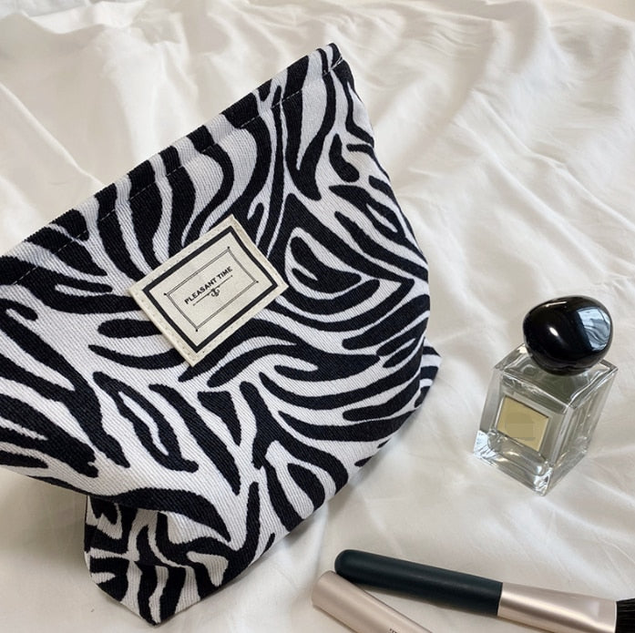 Retro Flowers Cosmetic Bag - Zebra The Namely Mine thenamelymine