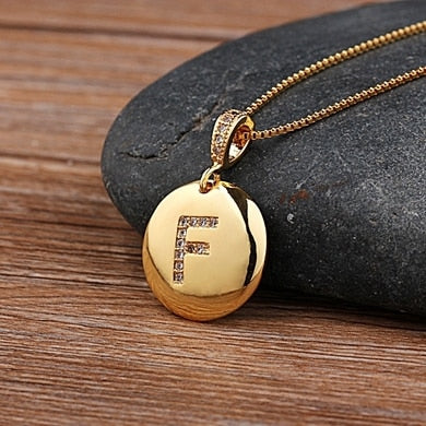 Circle of Light Initial Pendant Necklace - F The Namely Mine thenamelymine