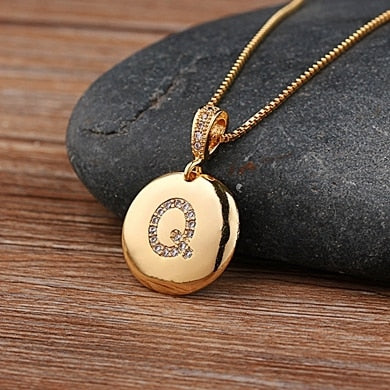 Circle of Light Initial Pendant Necklace - Q The Namely Mine thenamelymine