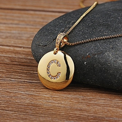 Circle of Light Initial Pendant Necklace - C The Namely Mine thenamelymine