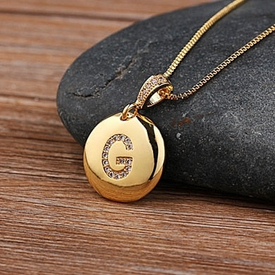 Circle of Light Initial Pendant Necklace - G The Namely Mine thenamelymine